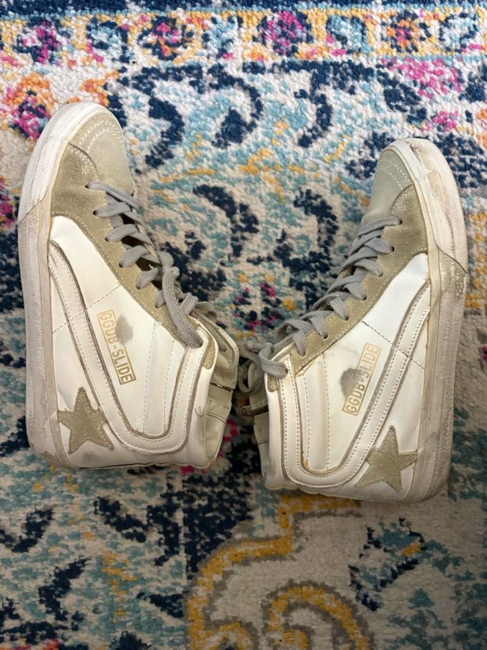 Golden Goose White and Gold High-Top Slide Sneakers - Picture 11 of 11